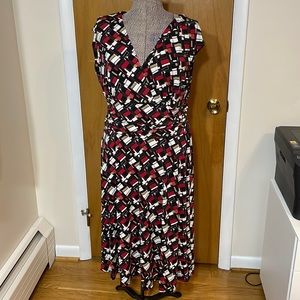 G. H. Bass & Co. Womens 14 Cap Sleeve Midi Dress Stretchy V-Neck